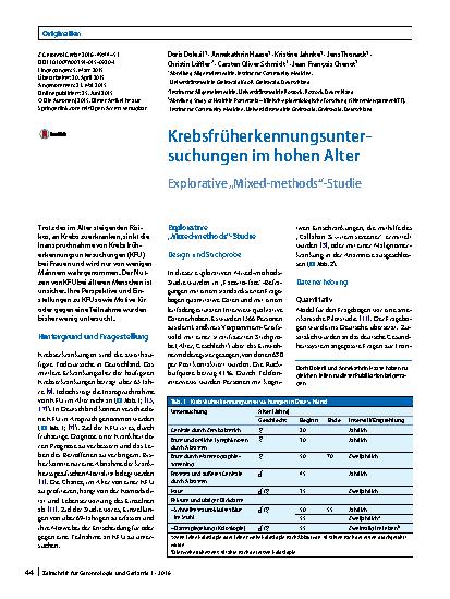 Vorschauseite 1: Krebsfrüherkennungsuntersuchungen im hohen Alter