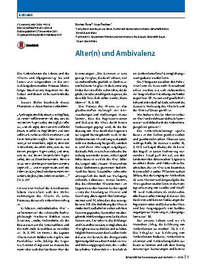 Vorschauseite 1: Alter(n) und Ambivalenz