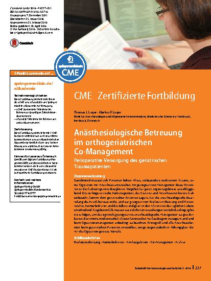 Vorschauseite 1: Anästhesiologische Betreuung im orthogeriatrischen Co‑Management