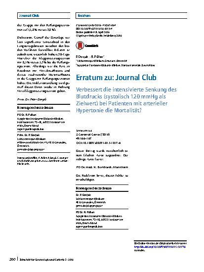 Vorschauseite 1: Erratum zu: Journal Club