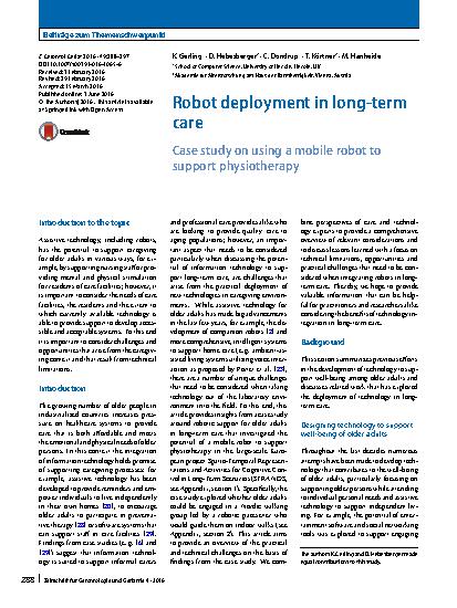 Vorschauseite 1: Robot deployment in long-term care