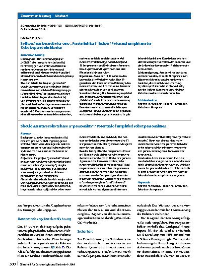 Vorschauseite 3: Sollten Assistenzroboter eine „Persönlichkeit“ haben?