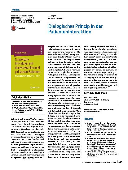 Vorschauseite 1: Dialogisches Prinzip in der Patienteninteraktion