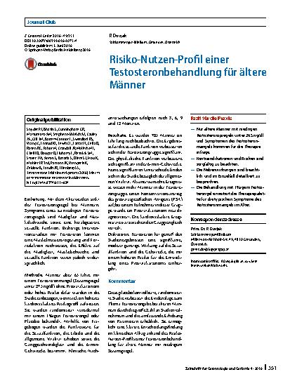 Vorschauseite 1: Risiko-Nutzen-Profil einer Testosteronbehandlung für ältere Männer