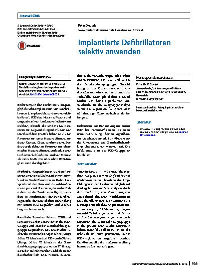 Vorschauseite 1: Implantierte Defibrillatoren selektiv anwenden