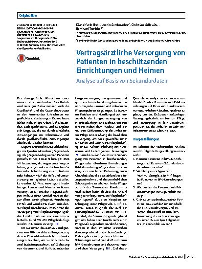 Vorschauseite 1: Vertragsärztliche Versorgung von Patienten in beschützenden Einrichtungen und Heimen