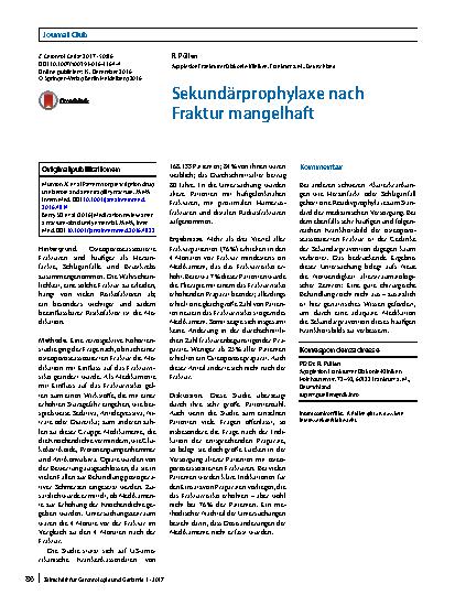 Vorschauseite 1: Sekundärprophylaxe nach Fraktur mangelhaft