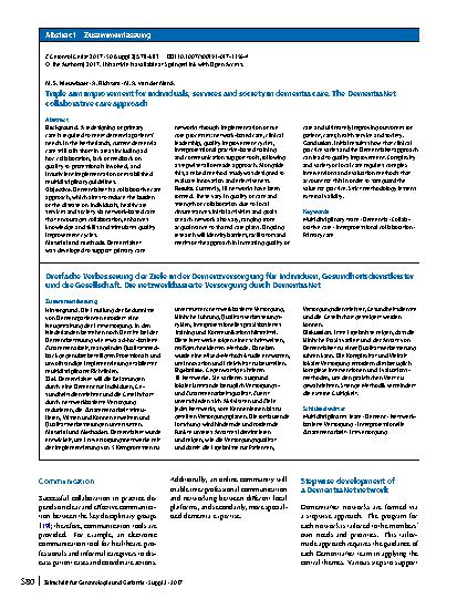 Vorschauseite 3: Triple aim improvement for individuals, services and society in dementia care