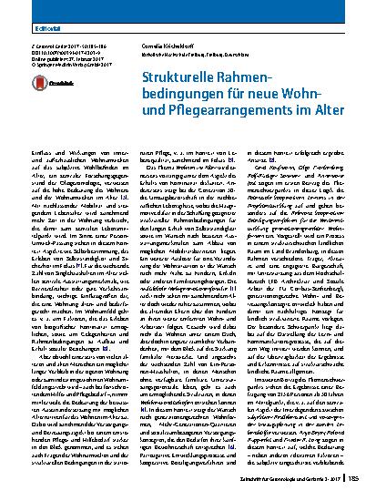 Vorschauseite 1: Strukturelle Rahmenbedingungen für neue Wohnund Pflegearrangements im Alter