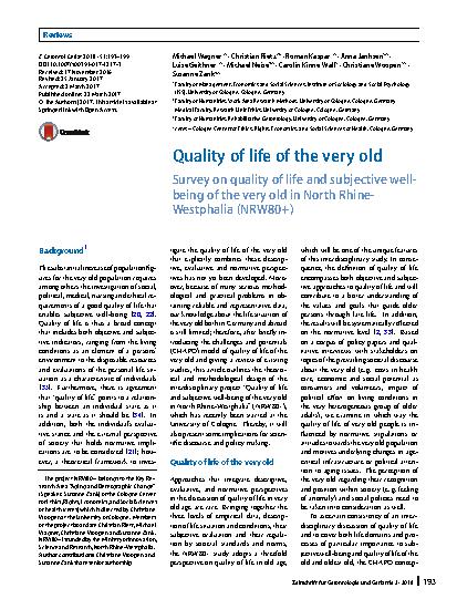 Vorschauseite 1: Quality of life of the very old