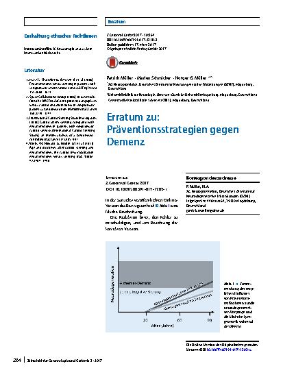 Vorschauseite 1: Erratum zu: Präventionsstrategien gegen Demenz