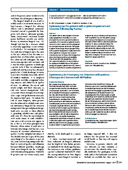 Vorschauseite 3: Optimising care for patients with cognitive impairment and dementia following hip fracture