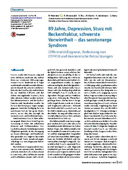 Vorschauseite 1: 89 Jahre, Depression, Sturz mit Beckenfraktur, schwerste Verwirrtheit – das serotonerge Syndrom