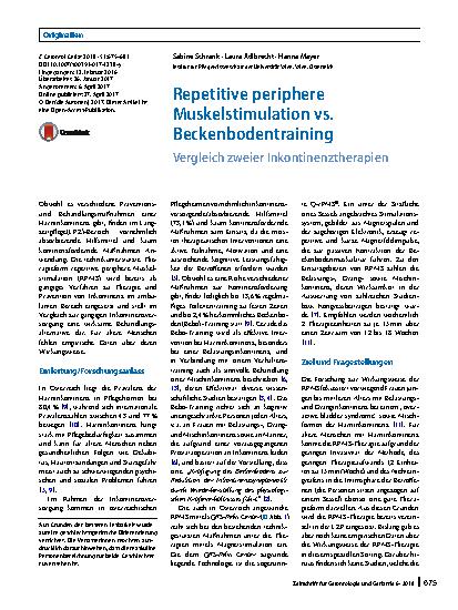 Vorschauseite 1: Repetitive periphere Muskelstimulation vs. Beckenbodentraining