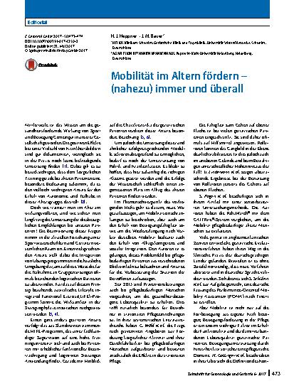 Vorschauseite 1: Mobilität im Altern fördern – (nahezu) immer und überall