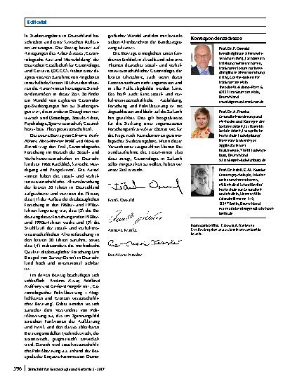 Vorschauseite 2: Beiträge zum Themenschwerpunkt aus der Sektion﻿ III (Sozialund verhaltenswissenschaftliche Gerontologie) der Deutschen Gesellschaft für Gerontologie und Geriatrie e. V. (DGGG)