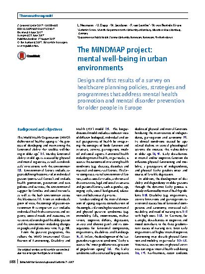 Vorschauseite 1: The MINDMAP project: mental well-being in urban environments