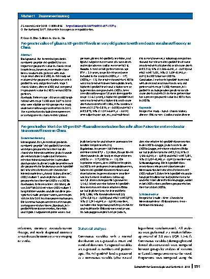 Vorschauseite 3: Prognostic value of plasma NT-proBNP levels in very old patients with moderate renal insufficiency in China