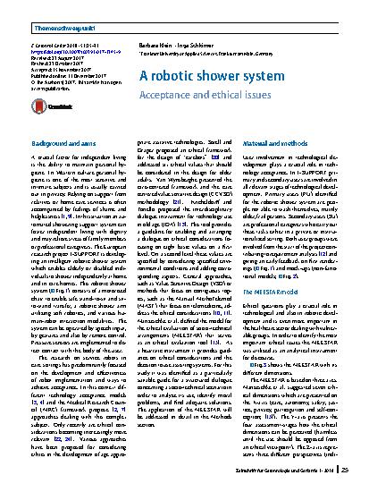 Vorschauseite 1: A robotic shower system