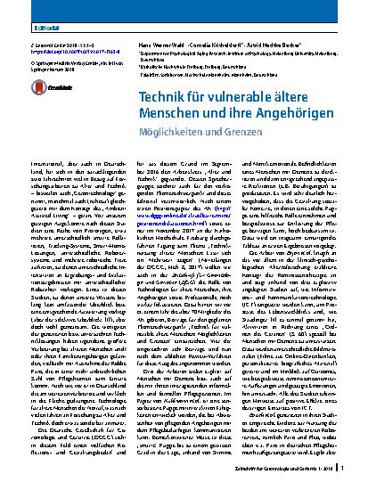 Vorschauseite 1: Technik für vulnerable ältere Menschen und ihre Angehörigen