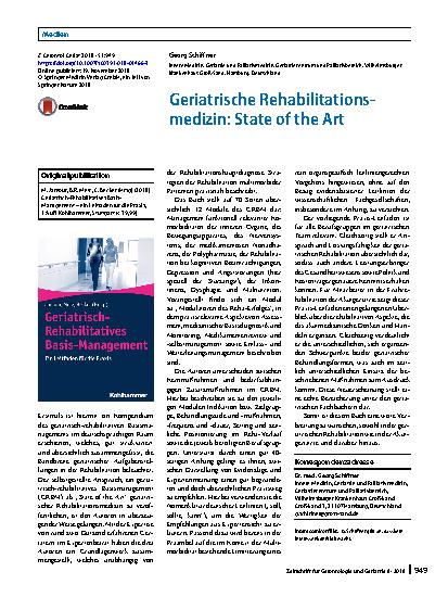 Vorschauseite 1: Geriatrische Rehabilitationsmedizin: State of the Art