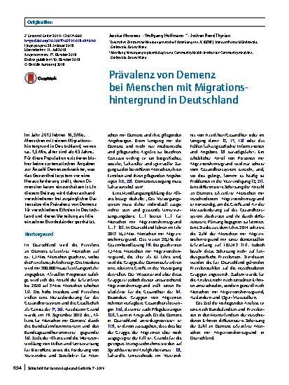 Vorschauseite 1: Prävalenz von Demenz bei Menschen mit Migrationshintergrund in Deutschland