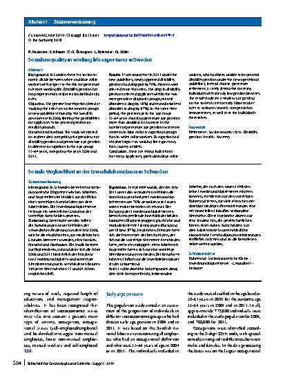 Vorschauseite 3: Social inequality in working life expectancy in Sweden