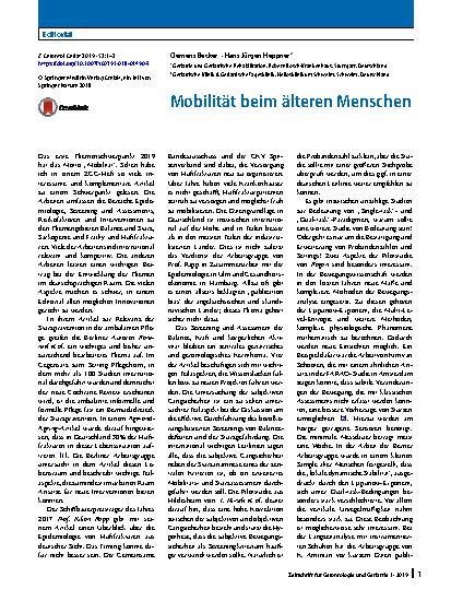 Vorschauseite 1: Mobilität beim älteren Menschen