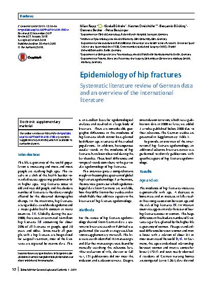 Vorschauseite 1: Epidemiology of hip fractures