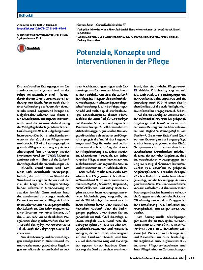 Vorschauseite 1: Potenziale, Konzepte und Interventionen in der Pflege