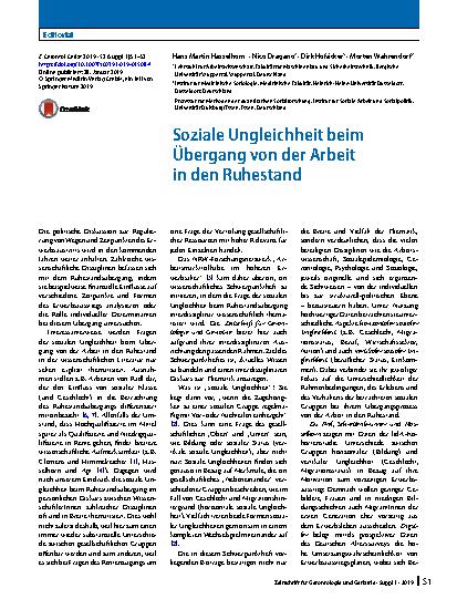 Vorschauseite 1: Soziale Ungleichheit beim Übergang von der Arbeit in den Ruhestand