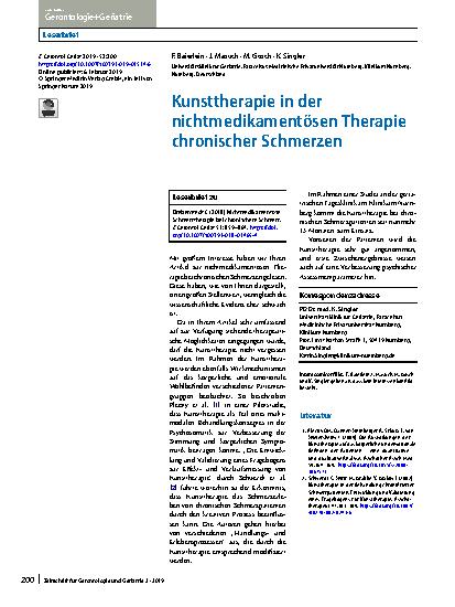 Vorschauseite 1: Kunsttherapie in der nichtmedikamentösen Therapie chronischer Schmerzen