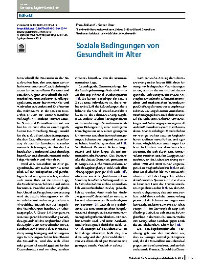 Vorschauseite 1: Soziale Bedingungen von Gesundheit im Alter