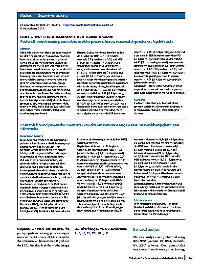Vorschauseite 3: Postural hemodynamic parameters in older persons have a seasonal dependency