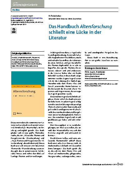 Vorschauseite 1: Das Handbuch Altersforschung schließt eine Lücke in der Literatur