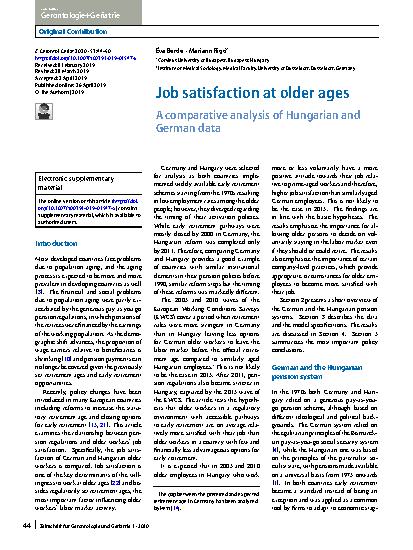 Vorschauseite 1: Job satisfaction at older ages