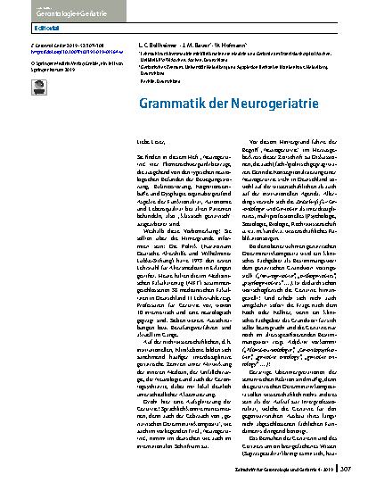 Vorschauseite 1: Grammatik der Neurogeriatrie