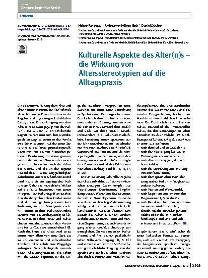 Vorschauseite 1: Kulturelle Aspekte des Alter(n)s – die Wirkung von Altersstereotypien auf die Alltagspraxis