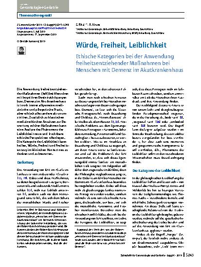 Vorschauseite 1: Würde, Freiheit, Leiblichkeit