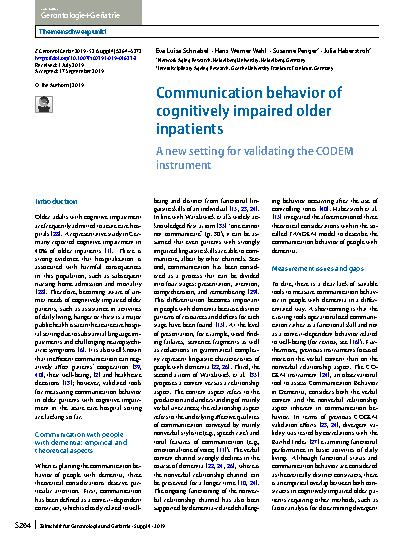 Vorschauseite 1: Communication behavior of cognitively impaired older inpatients