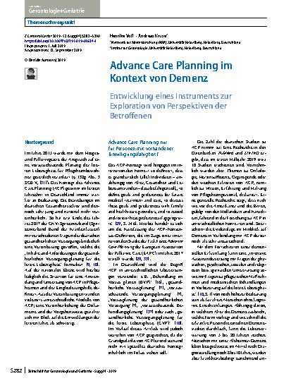 Vorschauseite 1: Advance Care Planning im Kontext von Demenz
