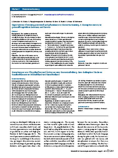 Vorschauseite 3: Expectations of nursing personnel and physicians on dementia training