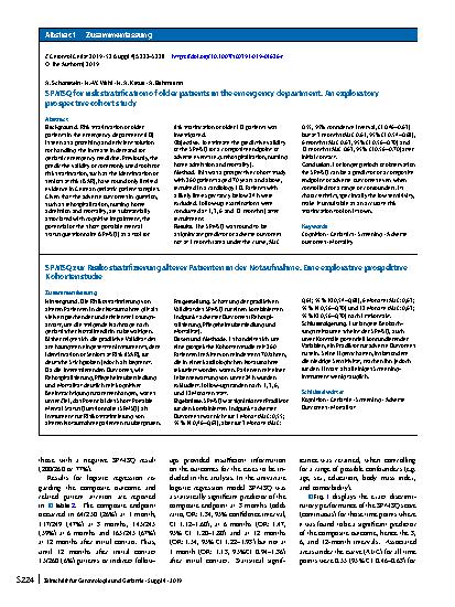 Vorschauseite 3: SPMSQ for risk stratification of older patients in the emergency department