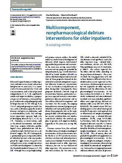 Vorschauseite 1: Multicomponent, nonpharmacological delirium interventions for older inpatients