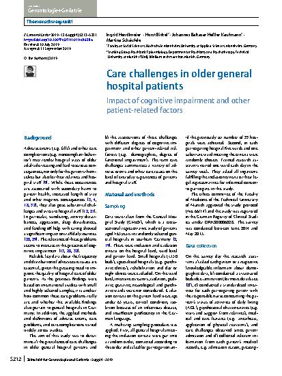 Vorschauseite 1: Care challenges in older general hospital patients