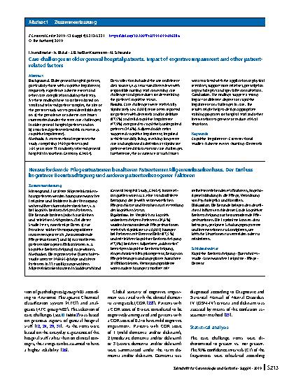 Vorschauseite 2: Care challenges in older general hospital patients