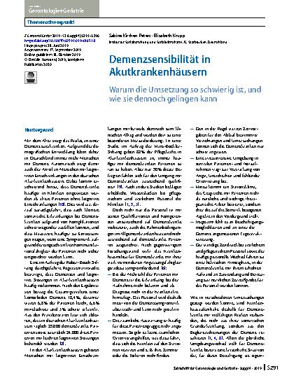 Vorschauseite 1: Demenzsensibilität in Akutkrankenhäusern