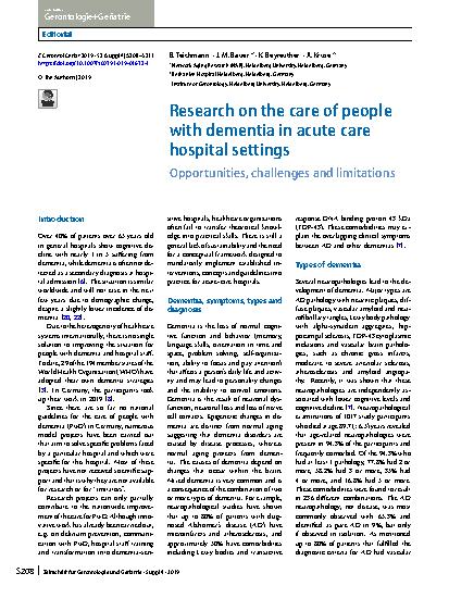 Vorschauseite 1: Research on the care of people with dementia in acute care hospital settings