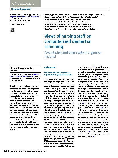 Vorschauseite 1: Views of nursing staff on computerized dementia screening