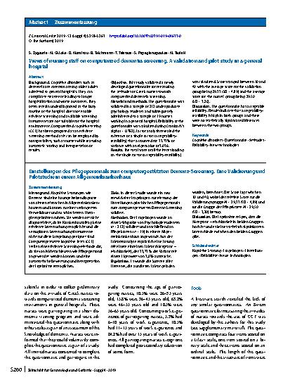 Vorschauseite 3: Views of nursing staff on computerized dementia screening